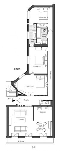 Rhabilitation totale d'un appartement haussmannien  Paris 9 : PLAN lot 122-A4 100