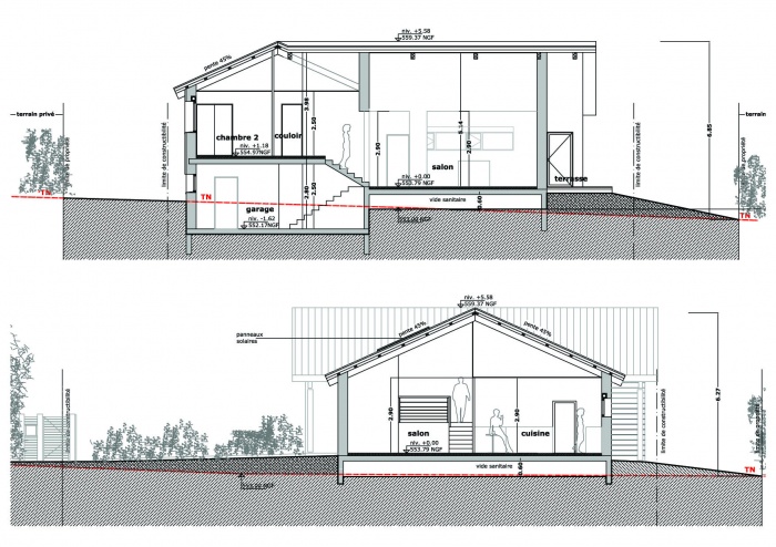 Construction d'une maison � basse consommation �nerg�tique. : COUPES