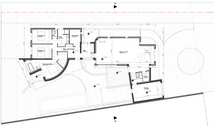 Villa S - le patio ouvert : plan