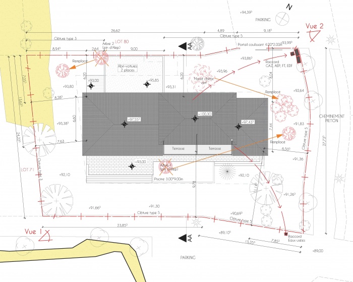 Villa contemporaine : PCMI2 Plan de masse