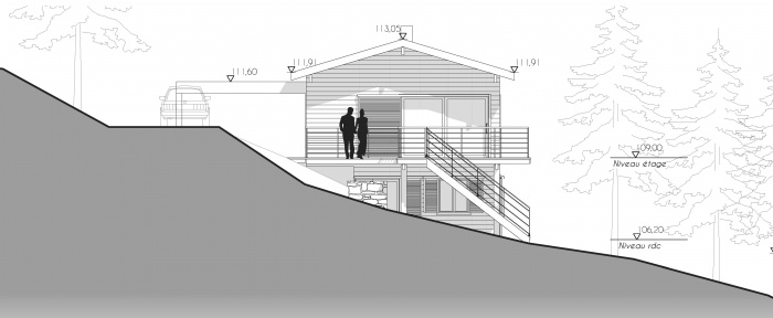 Maison ossature bois : facade sud