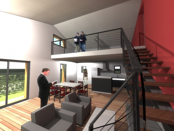 Conception Villa B : Un escalier bois/m�tal design et contemporain