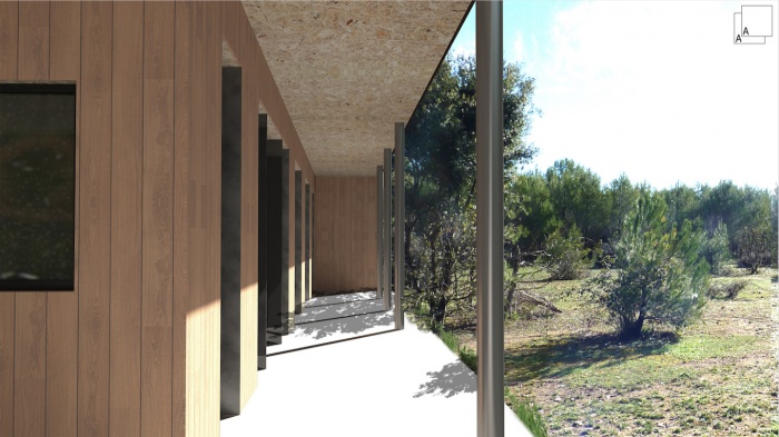 Conception d�une maison contemporaine en bois : maison-contemporaine-bois-perpective-terrasse-coursives