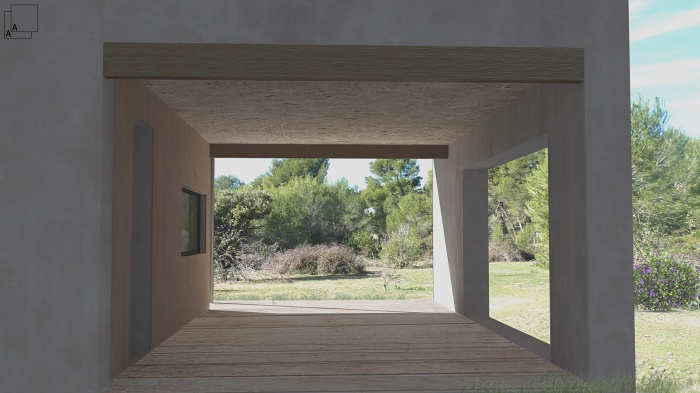 Conception d�une maison contemporaine en bois : maison-contemporaine-bois-perpective-terrasse-loggia