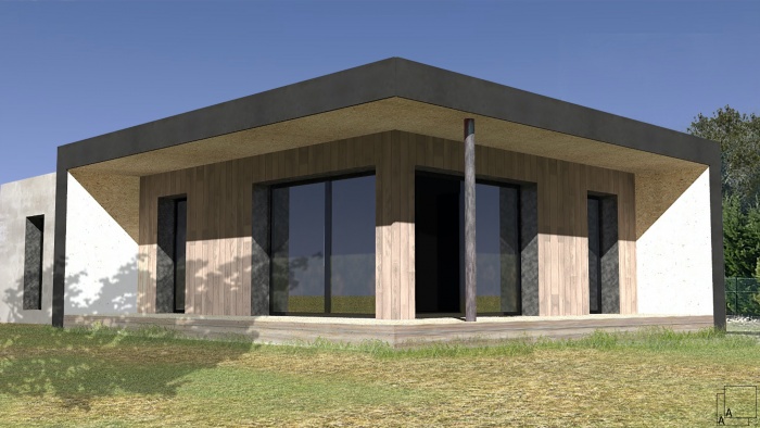 Conception d�une maison contemporaine en bois : villa-contemporaine-bois-casquette-loggia-terrasse-provence