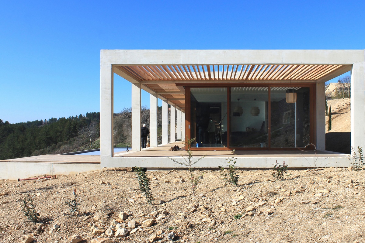 Maison de vacances b�ton et ossature bois : Facade Est