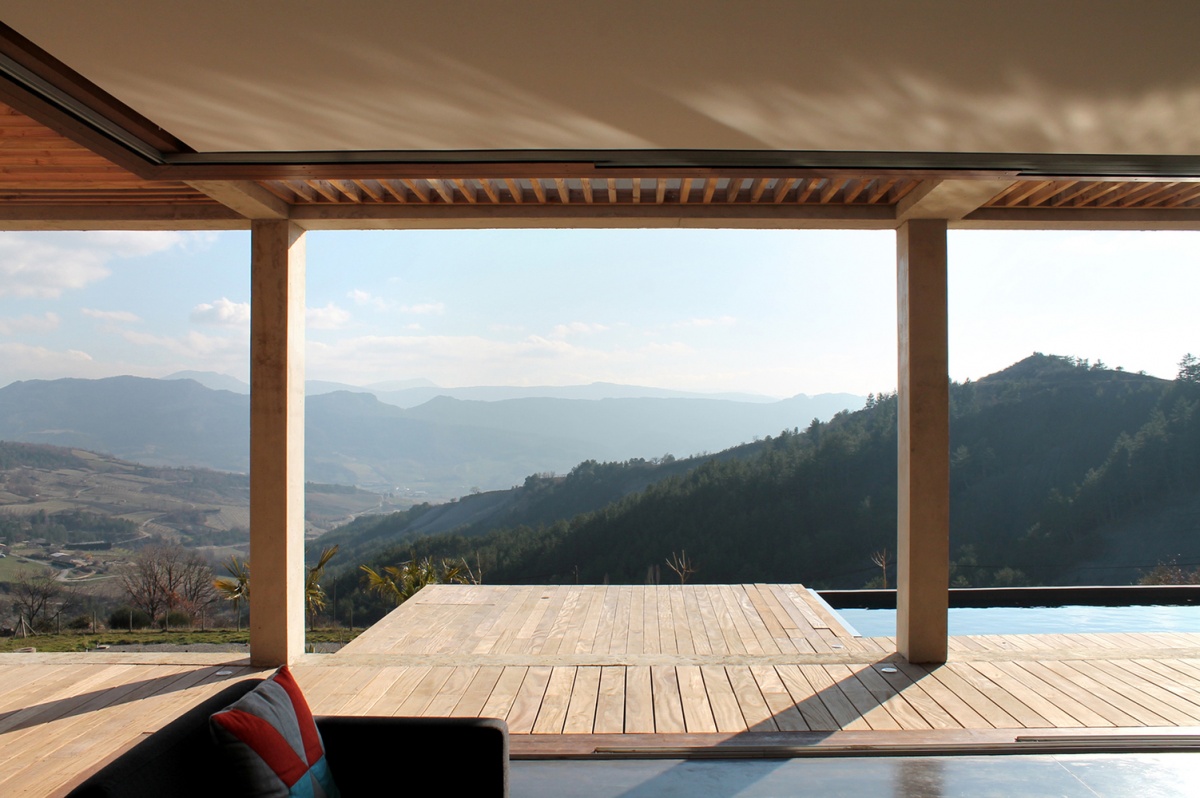 Maison de vacances b�ton et ossature bois : Vue depuis le salon